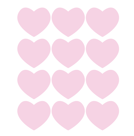 Corazones de vinilo rosas 12u
